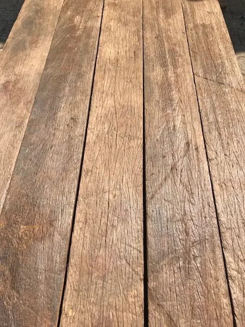 Durable Azobé ship planks installed as outdoor decking with rich natural wood tones