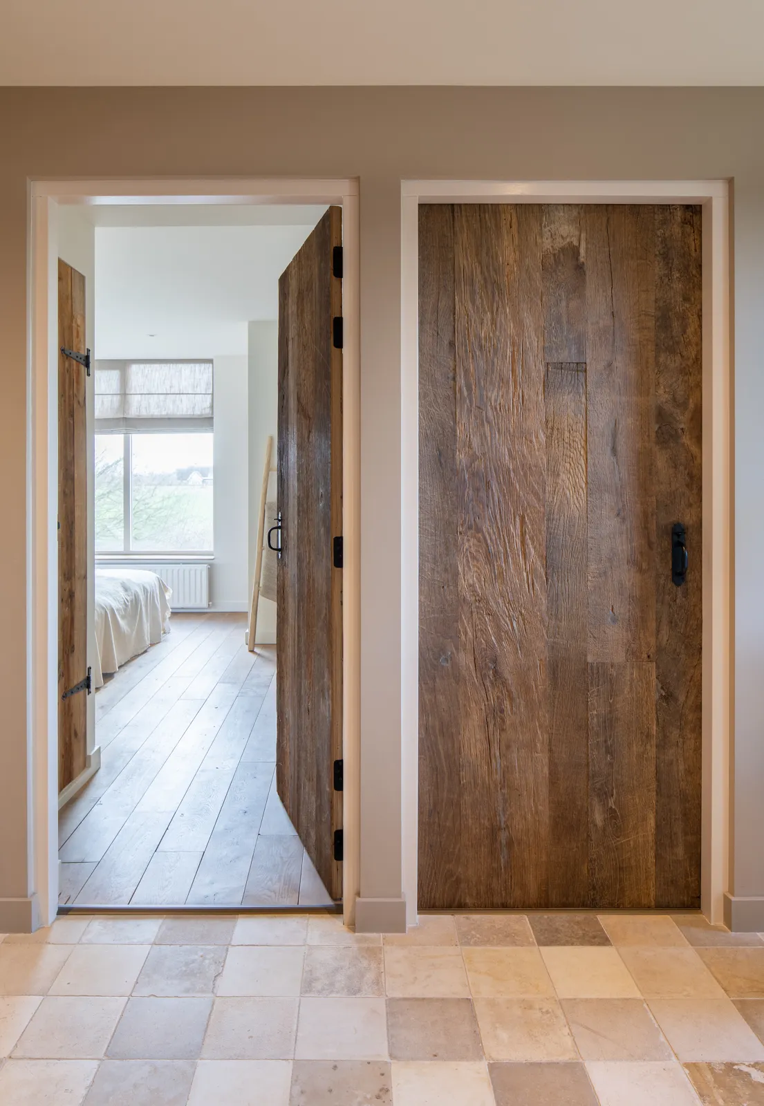 Decorative oak interior doors crafted from solid timber with elegant handcrafted character