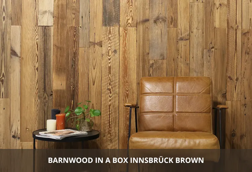 modern interior with reclaimed wood wall panels made from old barnwood
