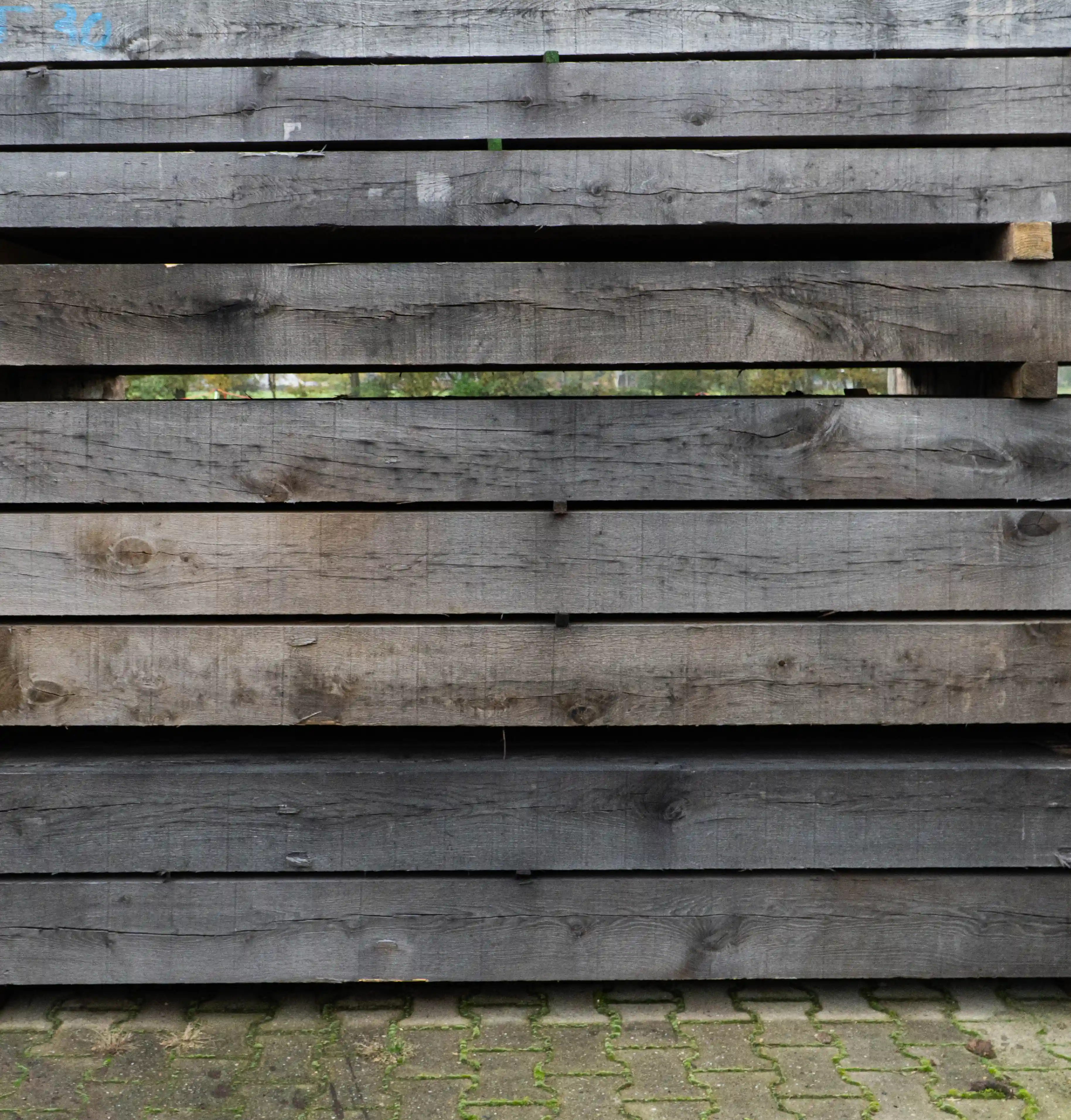 Oak beams dried in open air with stable form and natural texture