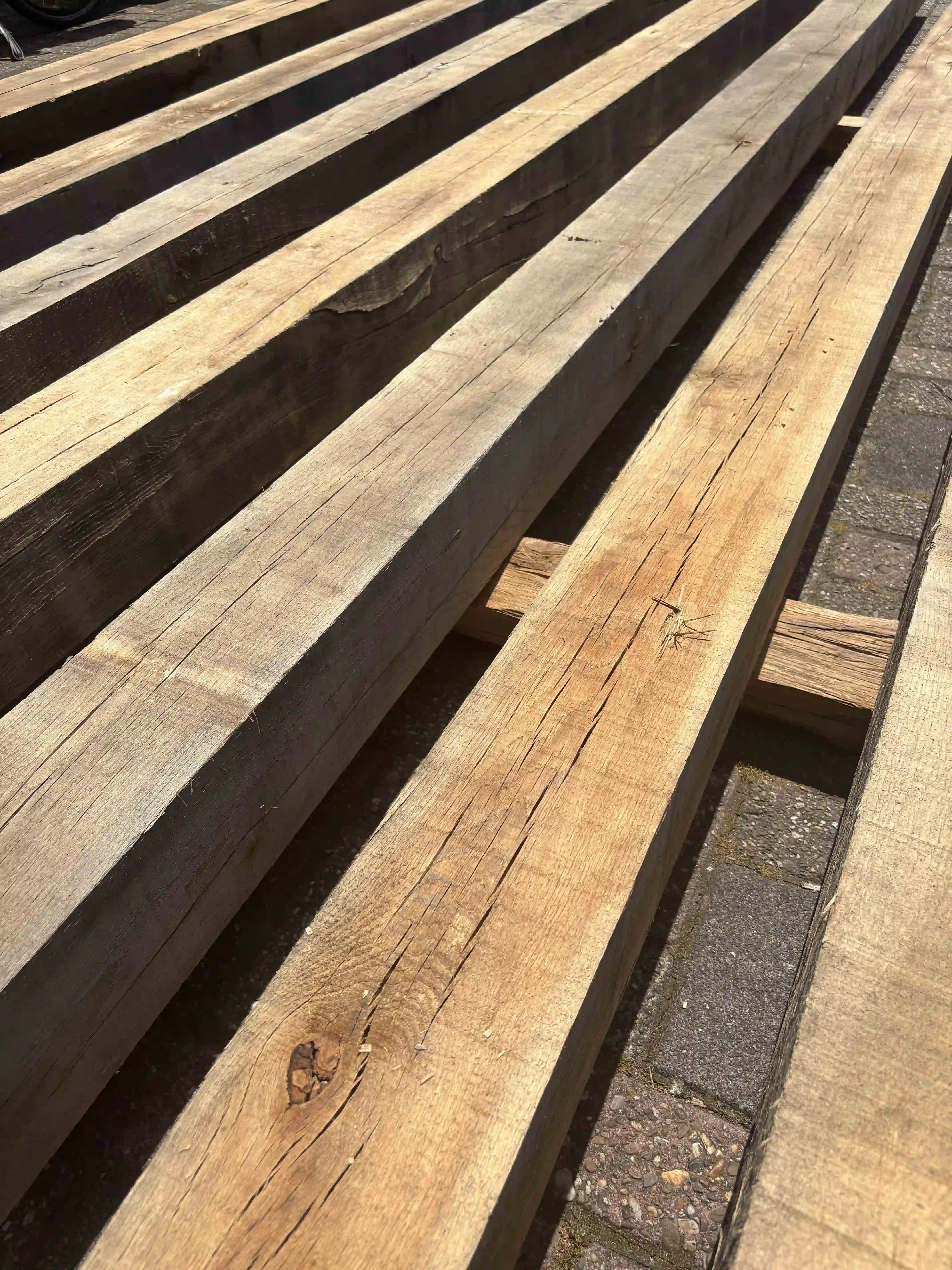 Solid oak beams air dried