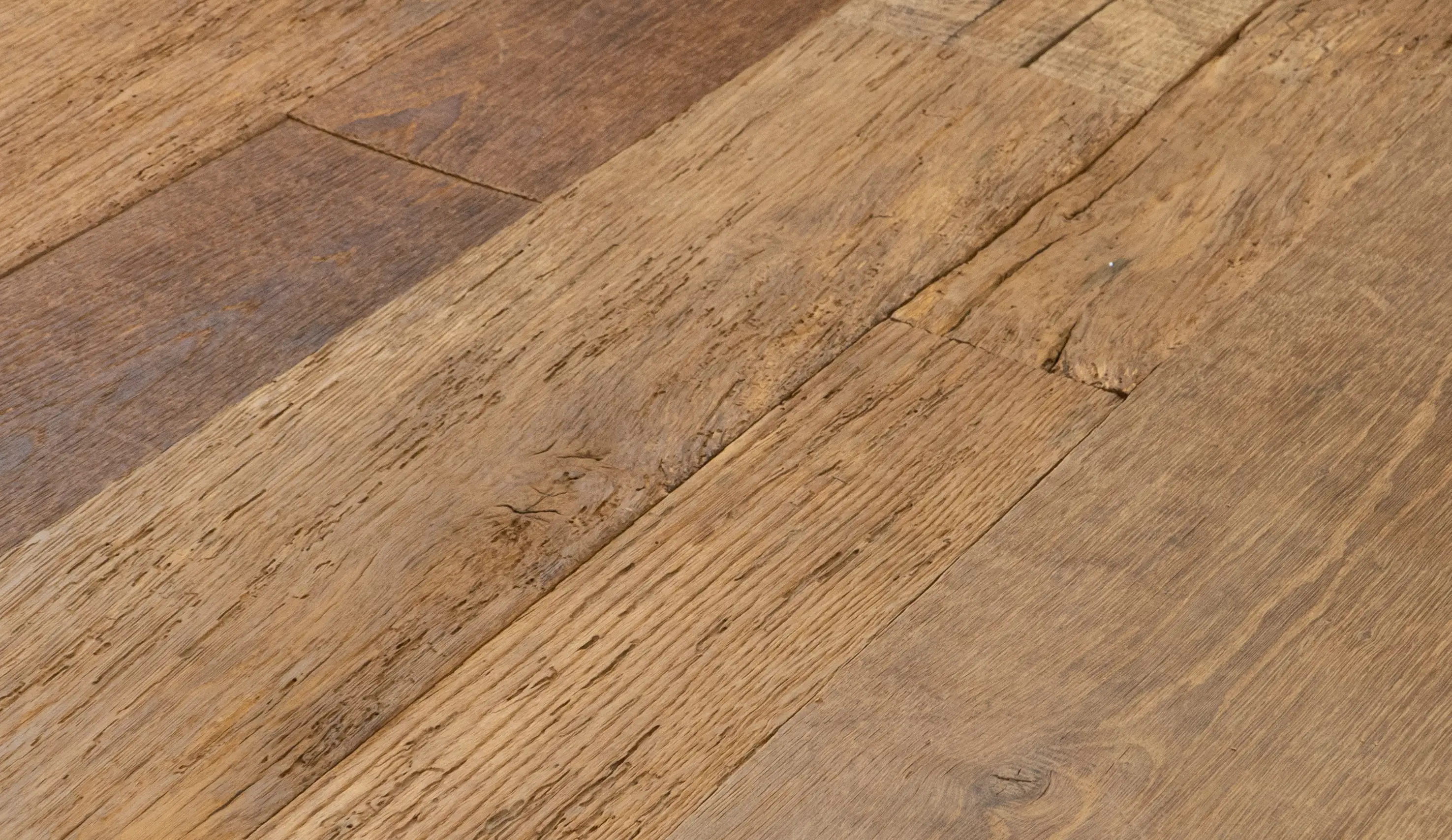 Old oak wood with natural cracks knots and character