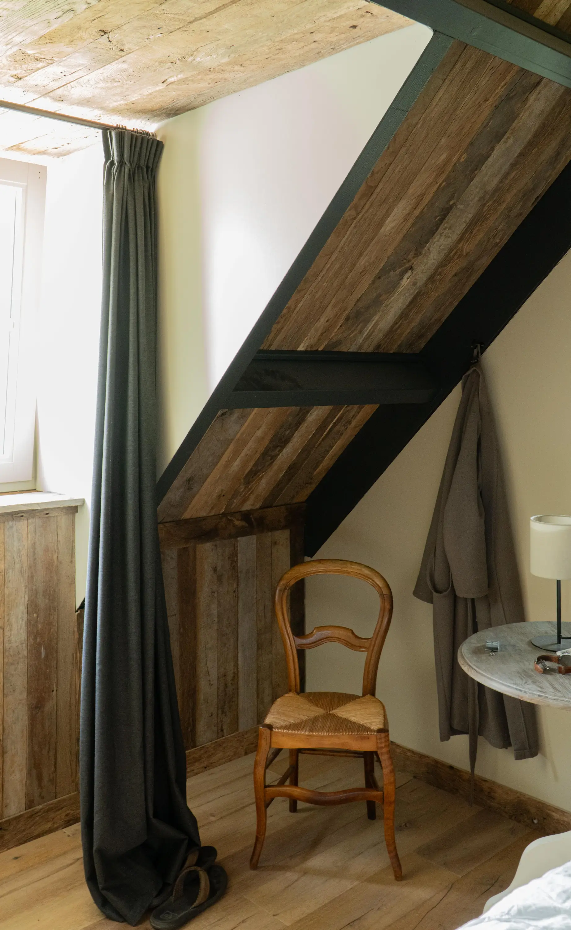 Reclaimed wood wall panels with layered tones and organic structure