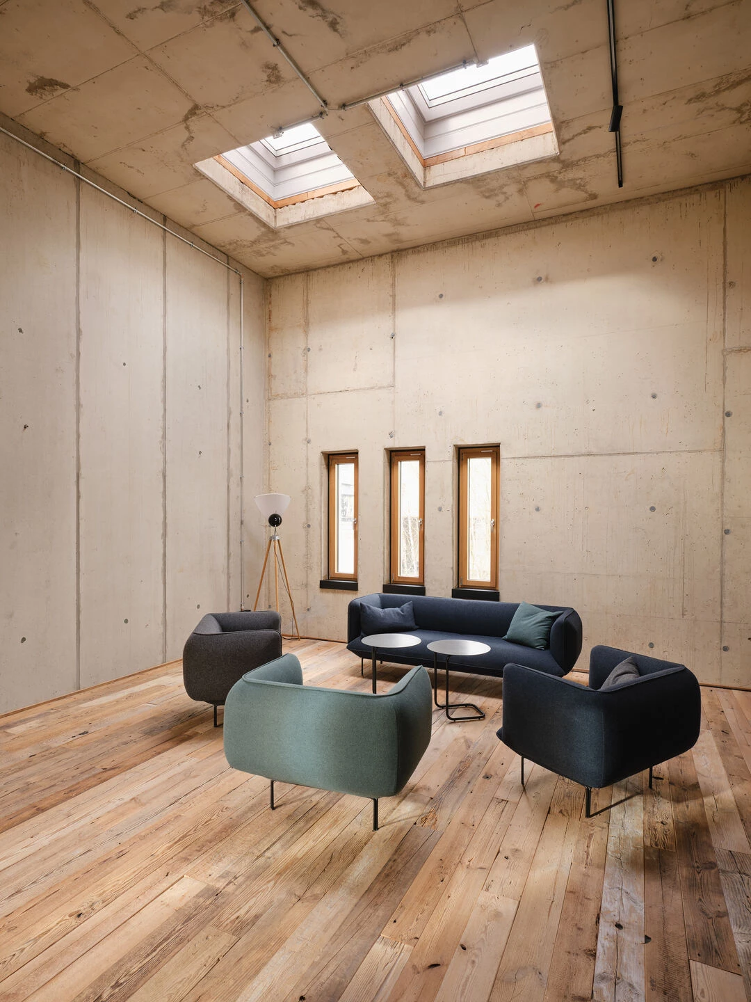 Oak wooden floor adding warmth and texture to a spacious modern interior