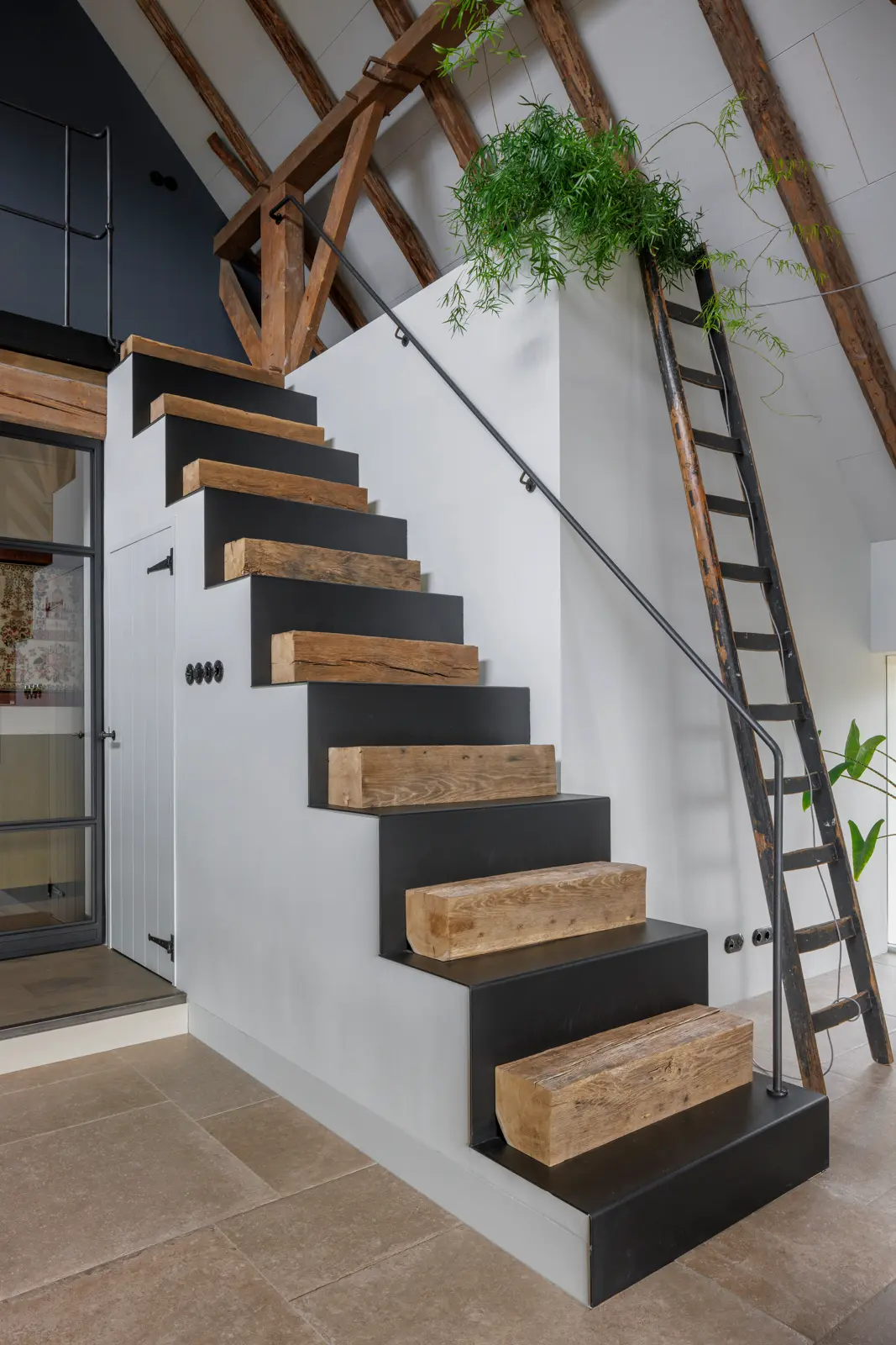 Premium old oak staircase with warm wood tones and natural texture.