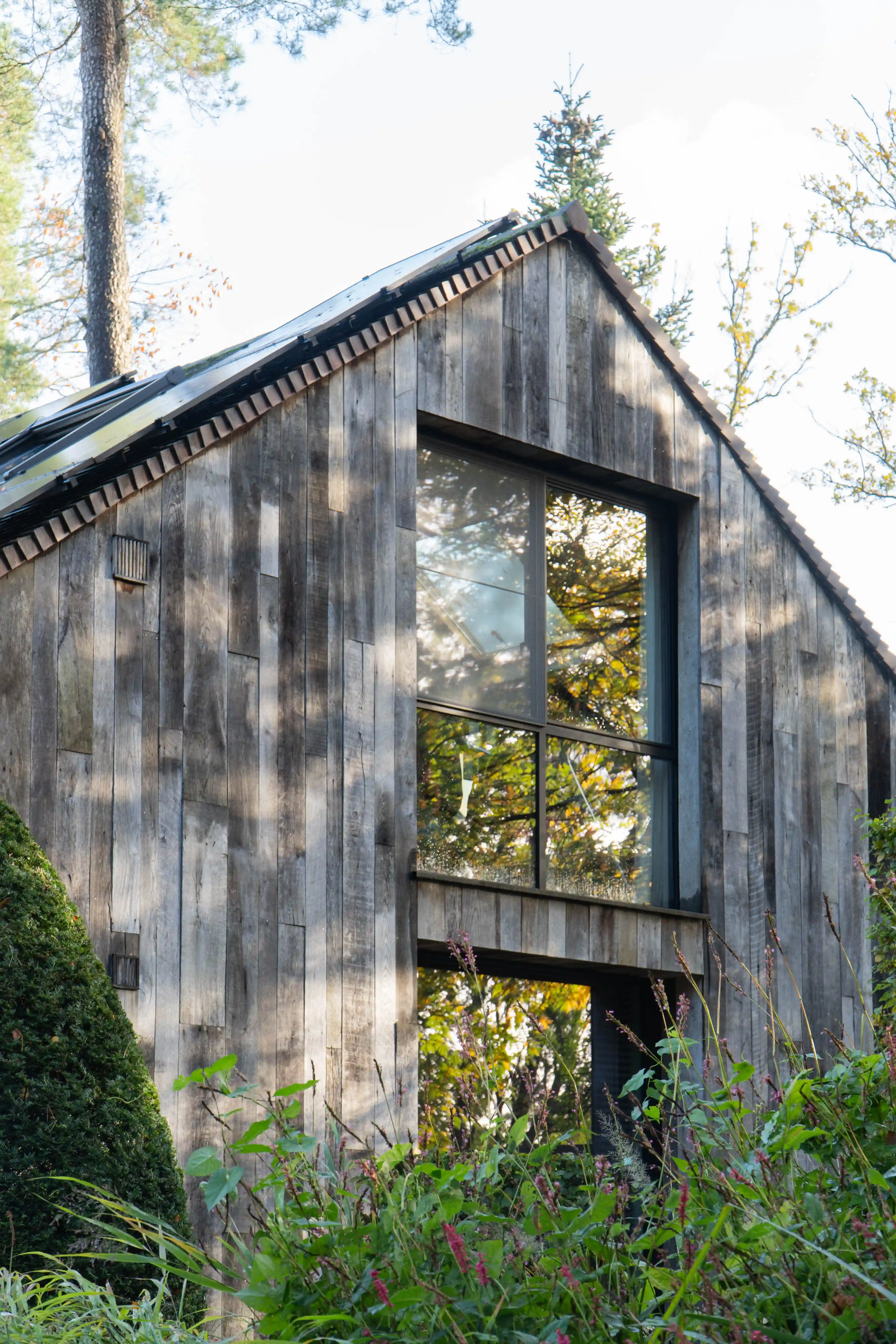 Reclaimed oak boards used for exterior facade