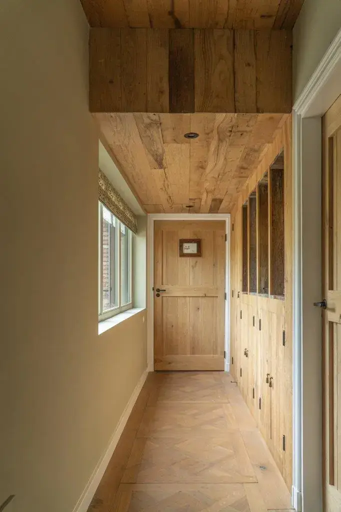 Barnwood wall pieces in a box with rustic appearance