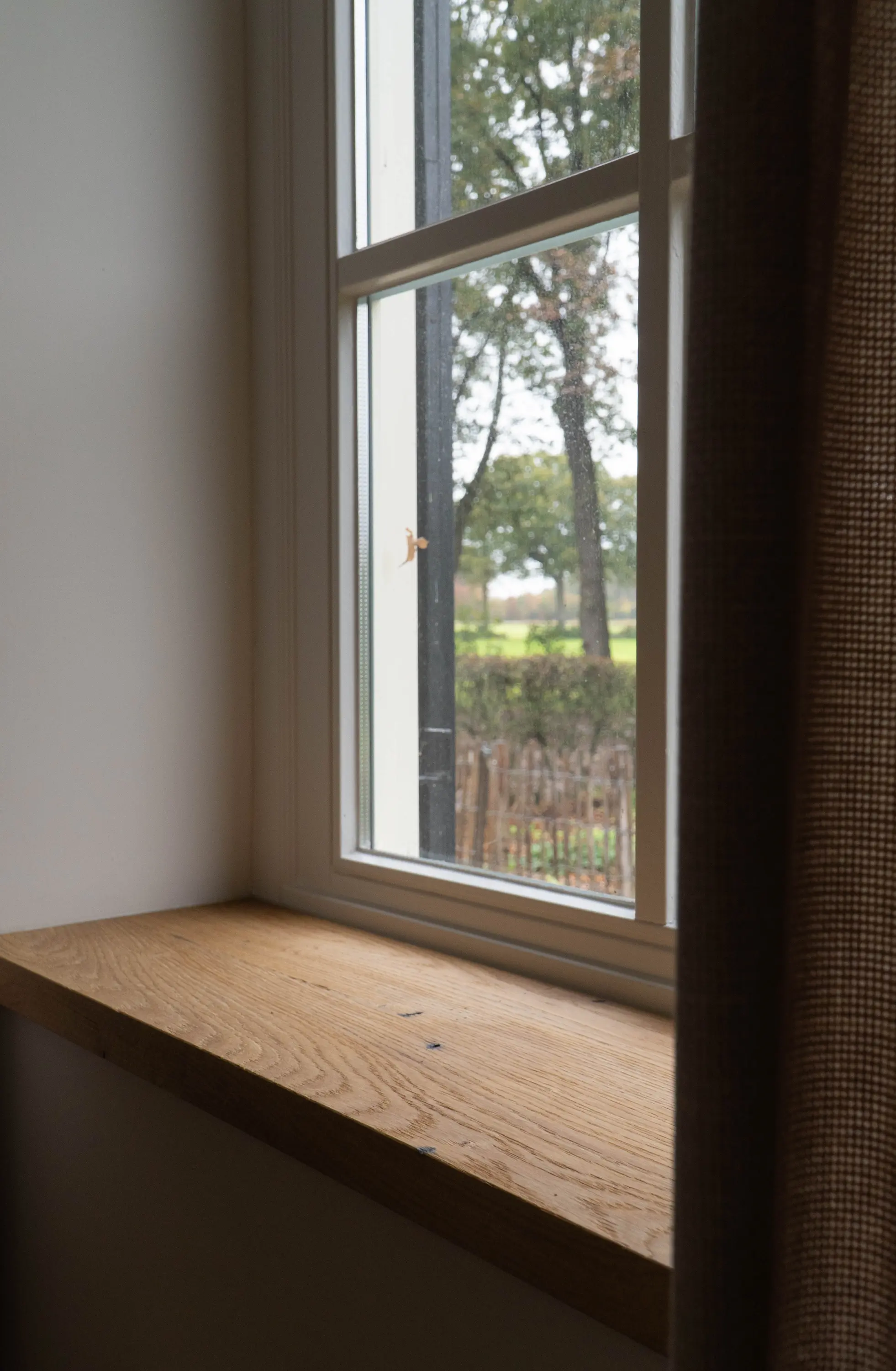 Reclaimed oak interior window sill in rustic style