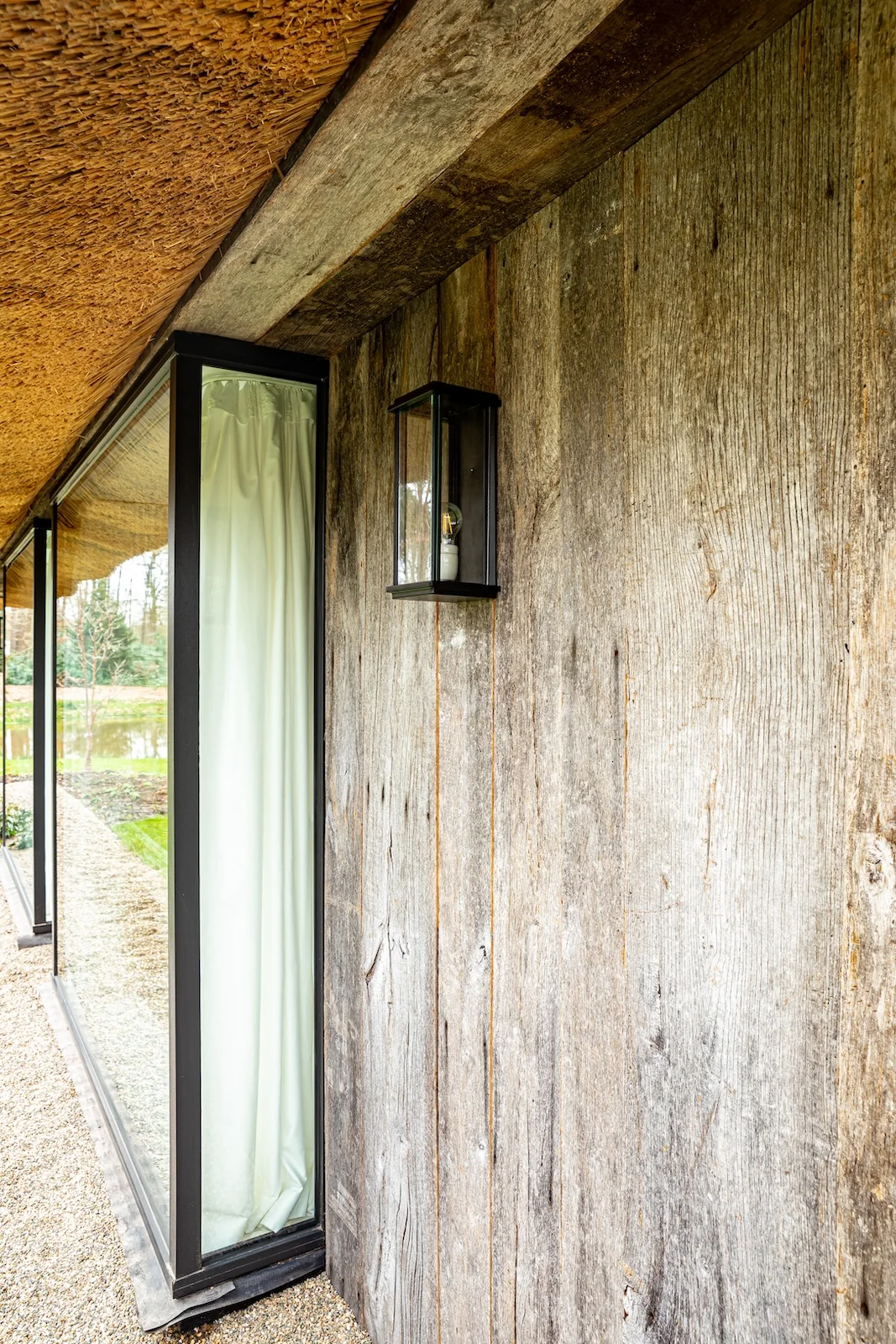 Oak wall cladding outdoors