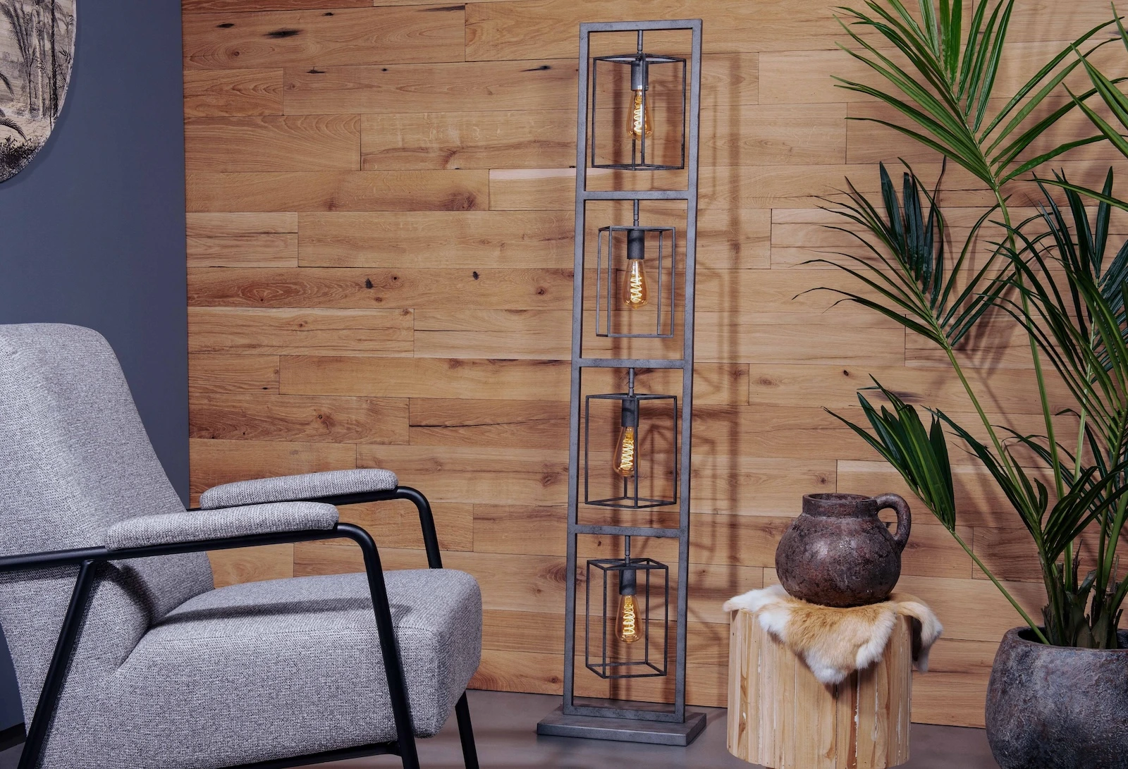Barnwood in a box with reclaimed wood pieces for wall cladding