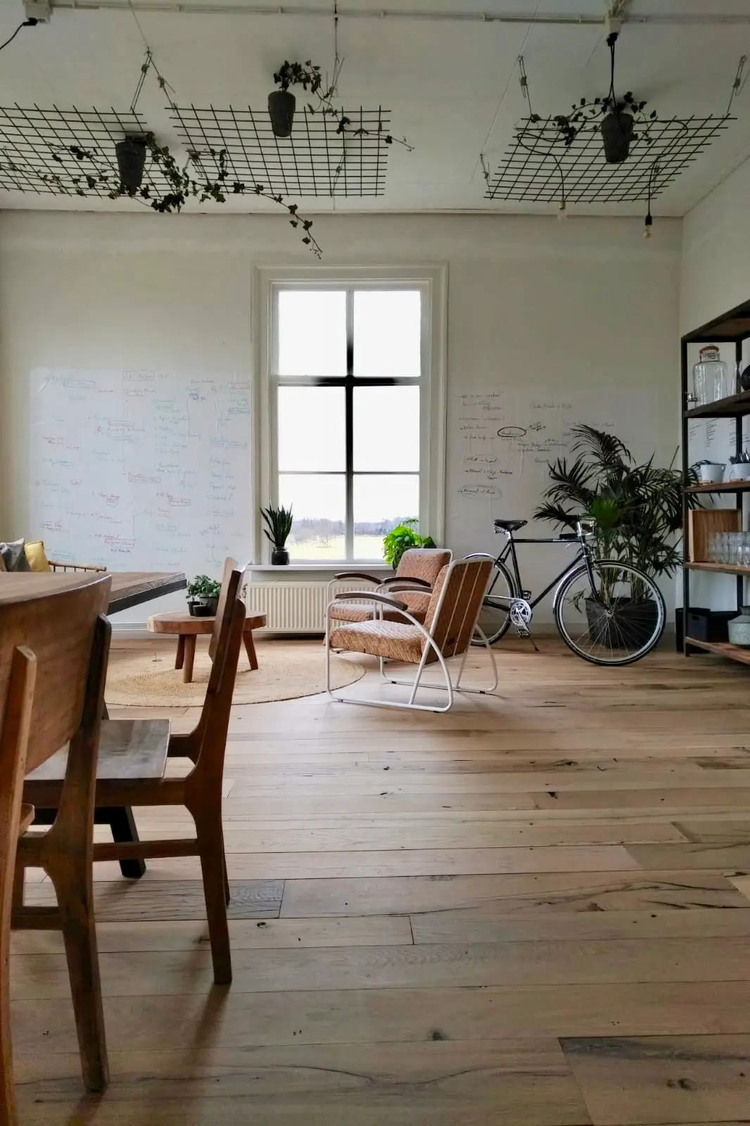 Oak flooring with natural knots and subtle color variations in a contemporary home