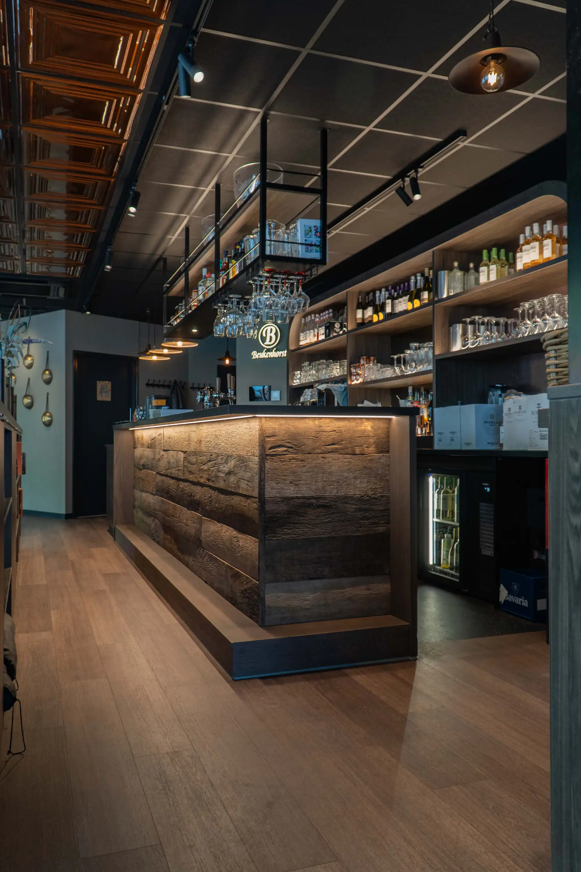 Rustic reclaimed oak panels showcasing unique grain patterns.